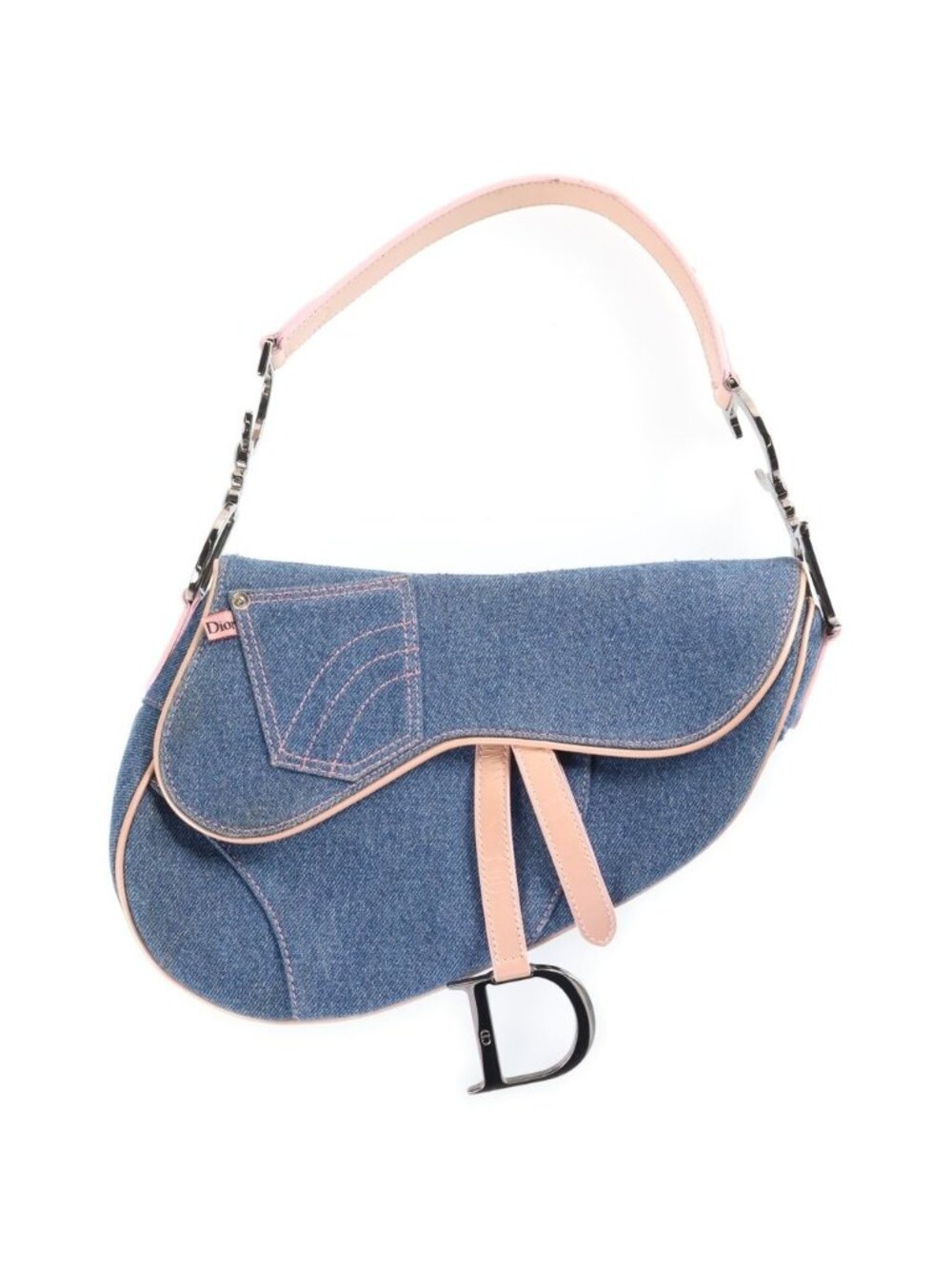Dior Saddle Bag Denim Indigo Pink Galliano